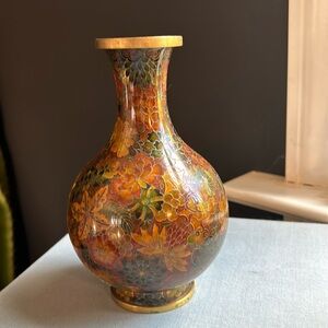 Antique Cloisonné Vase / Vintage Enamel Asian Vase